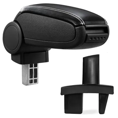 Productafbeelding van Armleuning, middenconsole, met lederen bekleding, zwart/wit, voor Peugeot 307 vanaf 2004