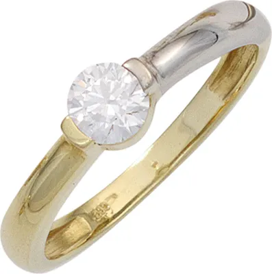 Produktbild von JOBO Damen Ring 333 Gold Gelbgold Weißgold kombiniert 1 Zirkonia Goldring Größe 52