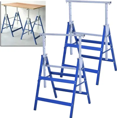 Produktbild von XMTECH 2er set Gerüstbock 7-fach höhenverstellbar 80-131 cm klappbar Gestelle Metall Gerüstbock Gestelle Gerüstböcke Unterstellbock klappböcke