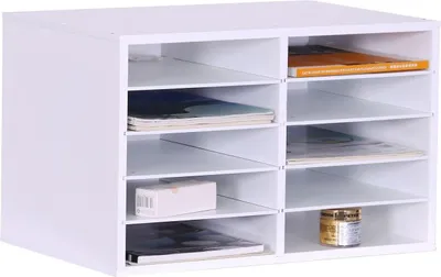 Immagine prodotto di Organizer da scrivania in bambù, portadocumenti a 10 scomparti
