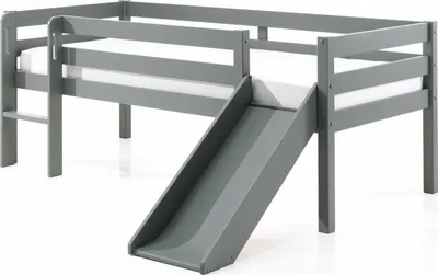 Produktbild von Kojen-Spielbett 90 x 200 cm Rutsche Kiefernholz Grau