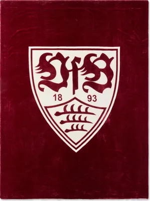 A crest logo on a dark red background.