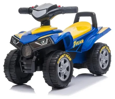 Obrázek produktu pro Dětské odrážedlo Goodyear ATV pro děti ve věku 1–3 roky – odrážedlo se zvukovými efekty, klaksonem a úložným prostorem, ochranou proti převrácení a 98% předmontáží – modré dětské odrážedlo