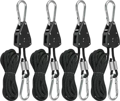 Immagine prodotto di Cricchetto a corda con gancio 4 pezzi Cricchetto a corda per impieghi gravosi 150lb 1/8 di pollice fibbia