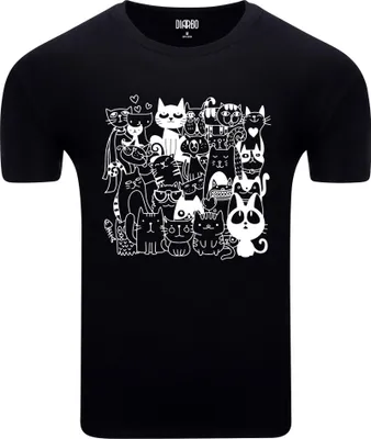 Produktbild von Diarbo Herren T-Shirt mit Tierliebhaber Druck Lustige Katze Schwarz Gr.XS