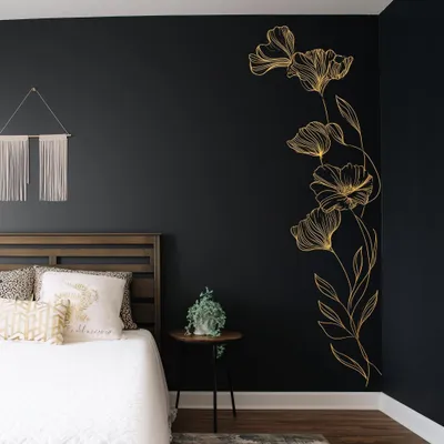 goldene minimalistische Pflanzenlinien – Decords Wandtattoo, Produktansicht 1