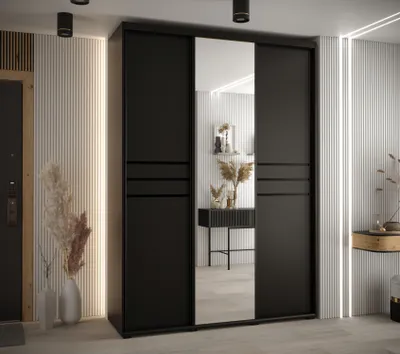 Produktbild von Kleiderschrank ASIRI 11 - 170/60 cm, schwarz / schwarz