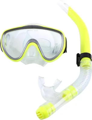 Produktbild von Tauchglas Schnorchel Set Volltrocknet Atemschlauch Schnorcheln (gelb)