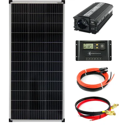 Produktbild von Solar Set 12V 100 Watt Solarpanel 10A Laderegler 600W Spannungswandler Solaranlage
