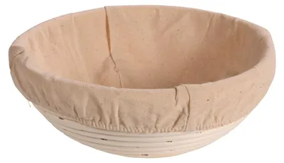 Produktbild von KESPER 19730 Brot- & Gärkorb aus Rattan, rund, Ø 22 cm, Textilfutter abnehmbar / Gärkörbchen