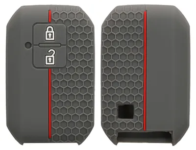 Produktbild von kwmobile Schlüsselhülle für Suzuki 2-Tasten Autoschlüssel Keyless Go Hülle - Autoschlüssel Schlüssel Hülle aus Silikon - Schlüsseletui in Grau Rot