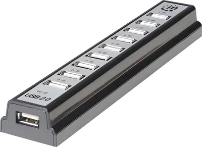 Immagine prodotto di MANHATTAN USB-HUB 10-Port USB 2.0 Desktop Hub schwarz