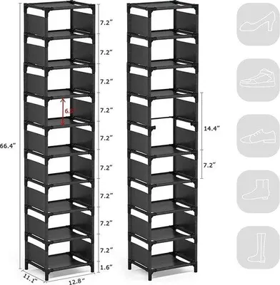 Produktbild von Famanu Schuhregal mit 10 Ebenen - platzsparend für Flur, Wohnzimmer, Schlafzimmer