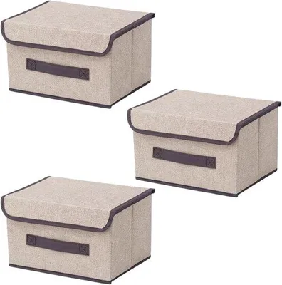 Produktbild von Famanu Aufbewahrungsboxen Set 3 Stück - Beige/Weiß, faltbare Organizer für Kleidung und Spielzeug