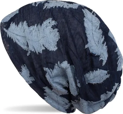Produktbild von styleBREAKER Beanie Mütze mit gewebtem Feder Muster, Slouch Longbeanie, Uni 04024130