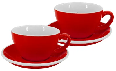 Zdjęcie produktu dla Zestaw 2 szt. – filiżanka do latte z spodkiem Roma, 250 ml, czerwona