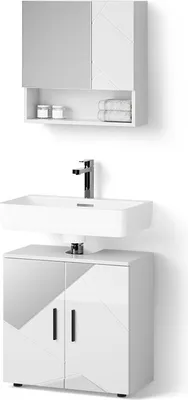 Produktbild von Badmöbel-Set Livinity Ronco Weiß Hochglanz mit Einsätzen 2 Teile, Unterschrank 60 cm, Model 52744