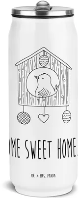 Produktbild von Mr. & Mrs. Panda Wasserflasche Vogelhaus Home - Weiß - Geschenk, Vogel, Thermoflasche, Lustige Sprüche, Haus, Schul Trinkflasche, Hausbau, Thermosflasche, Kühlflasche