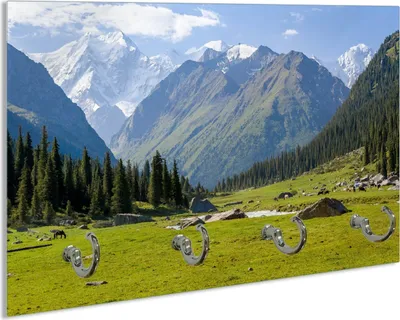 Produktbild von Wallario Schlüsselbrett aus Glas, Motiv: Gebirgspanorama Himmelsgebirge, 30 x 20 cm mit 4 Haken
