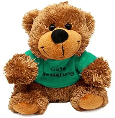 Produktbild von Plüschtiere Gute Besserung Sitzender Bär  mit Türkisem Shirt ca. 17 cm, 1 Stück Teddybär