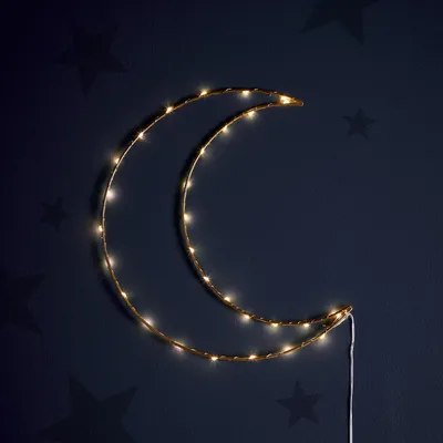 Productafbeelding van LED osby maan wandlamp goud timer batterij werkt indoor - 30 cm - Ramadan Decoratie