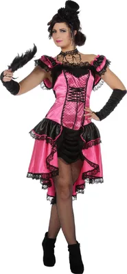Produktbild von W4263-44 pink-schwarz Damen Saloonlady Burlesque Kostüm Can Can Kleid Gr.44