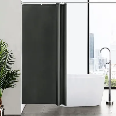 Produktbild von Duschvorhang Polyester Dunkelgrau 100x200 wasserabweisend incl. 6 Duschvorhangringen