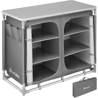 Produktbild von tectake® Campingschrank Deluxe mit Aluminiumgestell und 6 Fächern faltbar 97 x 47,5 x 78 cm