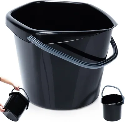 Immagine prodotto di Contenitore in plastica, capacità 5 litri, colore nero, robusto, adatto per uso domestico e giardino