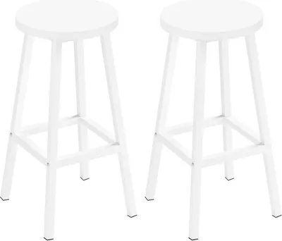 Produktbild von Klihome Barhocker rund, mit Metallgestell, Fußstütze, für Bar Kücheninsel Esszimmer, Weiß