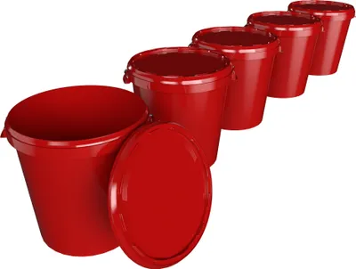 Produktbild von Eimer mit Deckel 30 L | Vorratseimer | Lebensmittelecht Rot | Hobbock | 5 Stück