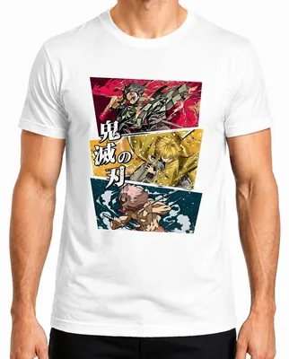 Zdjęcie produktu dla 鬼滅の刃 Koszulka męska Kimetsu no Yaiba Tanjiro Zenitsu Inosuke Anime Gift, Biały, XL