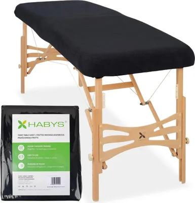 Produktbild von Einteiliges Habys Frottee-Spannlaken für klappbare Massageliegen Massagetische | 70-75/180-185 cm | mit Gummizug | Physio Kosmetik | Schwarz