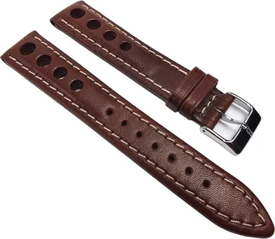 Produktbild von Racing Ersatzband Uhrenarmband Rindsleder mit Lochmuster Braun 22199S, Stegbreite:20mm