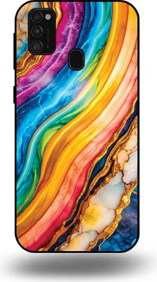 Produktbild von Smartphonica Telefon Fall geeignet für Samsung Galaxy M31 mit Regenbogen Gold Marmor Print - TPU Backcover Fall Regenbogen Gold Marmor Design