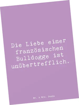 Produktbild von Mr. & Mrs. Panda Postkarte Spruch Französische Bulldogge Liebe - Lavendeltraum - Geschenk, Hunderassen Beschreibung, Postkarten, Charakter, Hund, Pflege, Ansichtskarte