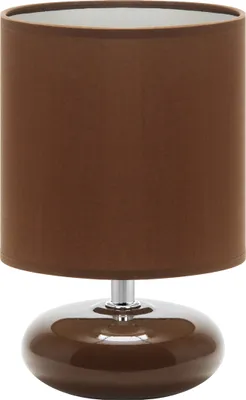 Produktbild von Tischlampe Stoff Keramik E14 20 cm Braun rund Retro Design Keramikleuchte