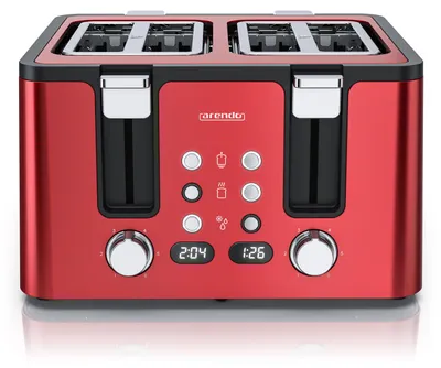 Image de Grille-pain Arendo, 4 fentes courtes, pour 4 tranches, 1750 W, automatique, acier inoxydable, double paroi thermo-isolante