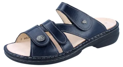 Productafbeelding van Finn Comfort, Ventura-Soft, Damen, Pantoffels, Ozean, Blauw, Leer, NIEUW - Dameschoenen. Pantoffels / Teenslippers, blauw, leer (nubuck)