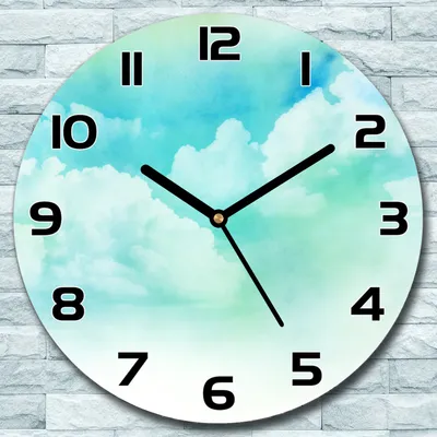 Produktbild von Wanduhr aus Glas Rund fi 30 Aquarell Wolke Quarz Deko Wohnzimmer Büro