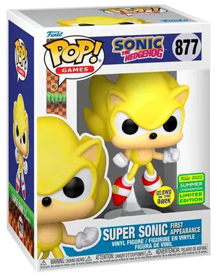 Productafbeelding van Funko Pop! Games: Sonic the Hedgehog - Super Sonic, eerste verschijning, #877, exclusief voor de zomerconventies van 2022, gloeit in het donker