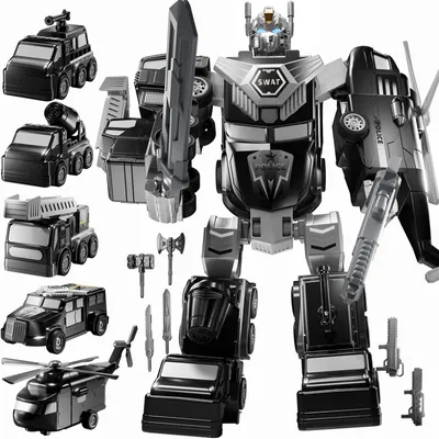 Produktbild von 5 in 1 Magnetischer Verformung Roboter baustellenfahrzeuge Auto Spielzeugset DIY paedagogisches Kreativitaetspuzzle Bausteine Spielzeug fuer Jungen und Maedchen im Alter von 3-9,Schwarz