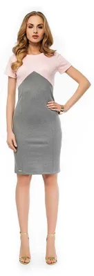 Produktbild von Damen MiniKleid Kleid Tunika Top Style; Puderrosa/Grau/42