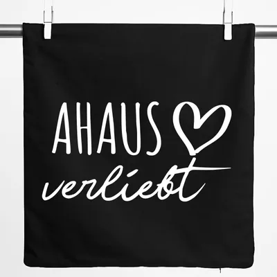 Produktbild von Huuraa Kissenbezug Ahaus verliebt 40x40cm Black Baumwolle Dekokissenbezug Geschenkidee