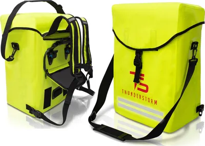 Produktbild von 3in1 Fahrradtasche 27L für Gepäckträger mit Rucksack, reflektierende Signalfarbe, 100% wasserdicht mit Klappdeckel und Polster