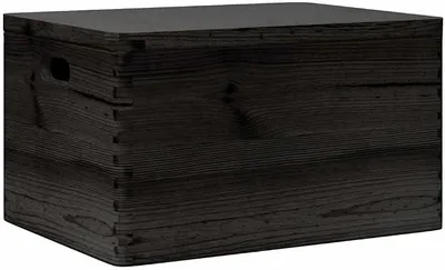 Imagen del producto de Caja de madera maciza de pino, con tapa y asas, de estilo rústico