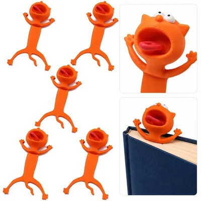 Produktbild von 3D Katzen Lesezeichen Set 5 Stück PVC 10cm, Buchmarkierer niedlich & langlebig, für Schule Lesen Geschenk Kinder