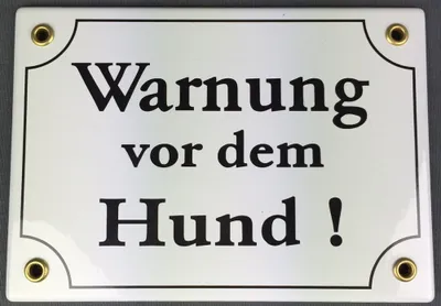 Produktbild von Wetterfestes Emaille Schild Warnung vor dem Hund WEISS wetterfest und lichtecht