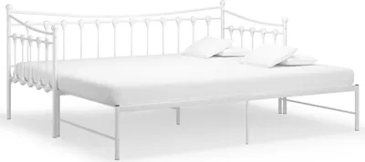 Produktbild von vidaXL Ausziehsofa Bettgestell Weiß Metall 90x200 cm