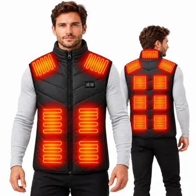Produktbild von Funktionsweste Heizweste Herren Damen mit 17 Heizzonen, 3 Heizstufen, OHNE Powerbank für Outdoor Arbeit Wandern Skifahren Winter ärmellos, 35-55 °C XL